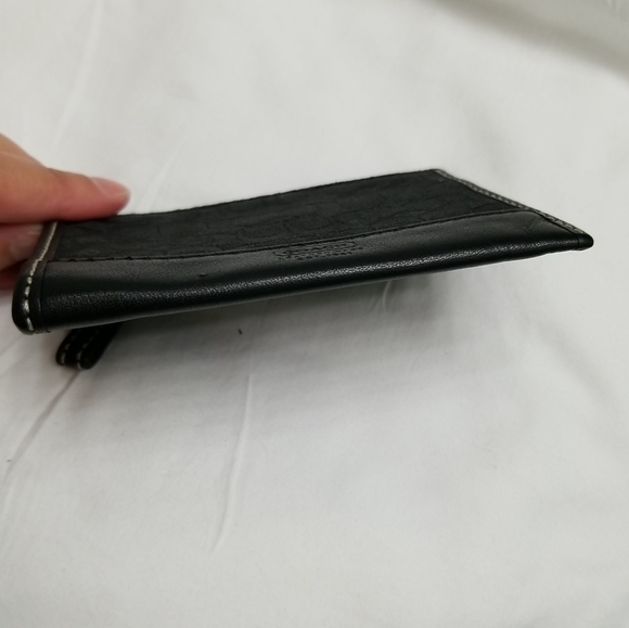 Coach Signature Mini Skinny ID Card Case Coin Purse Keychain Black - Picture 5 of 8